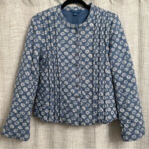 April Cornell Blue Floral Quilted Button Up Gwennie Jacket Size XXS
